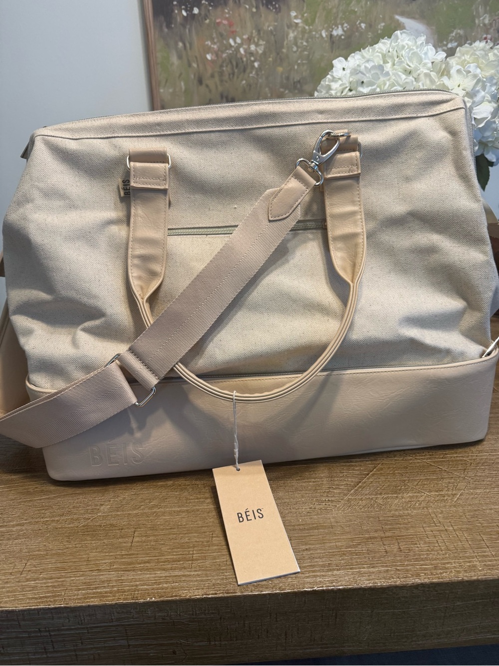 NWT ✨✨ BÉIS The Weekender Bag BeigeTravel Carry On Overnight Bag